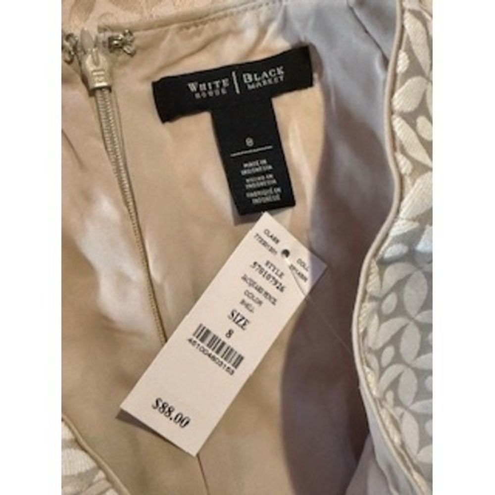 Quiet Luxury Ivory Jacquard Pencil Skirt Size 8 NWT - Picture 4 of 6